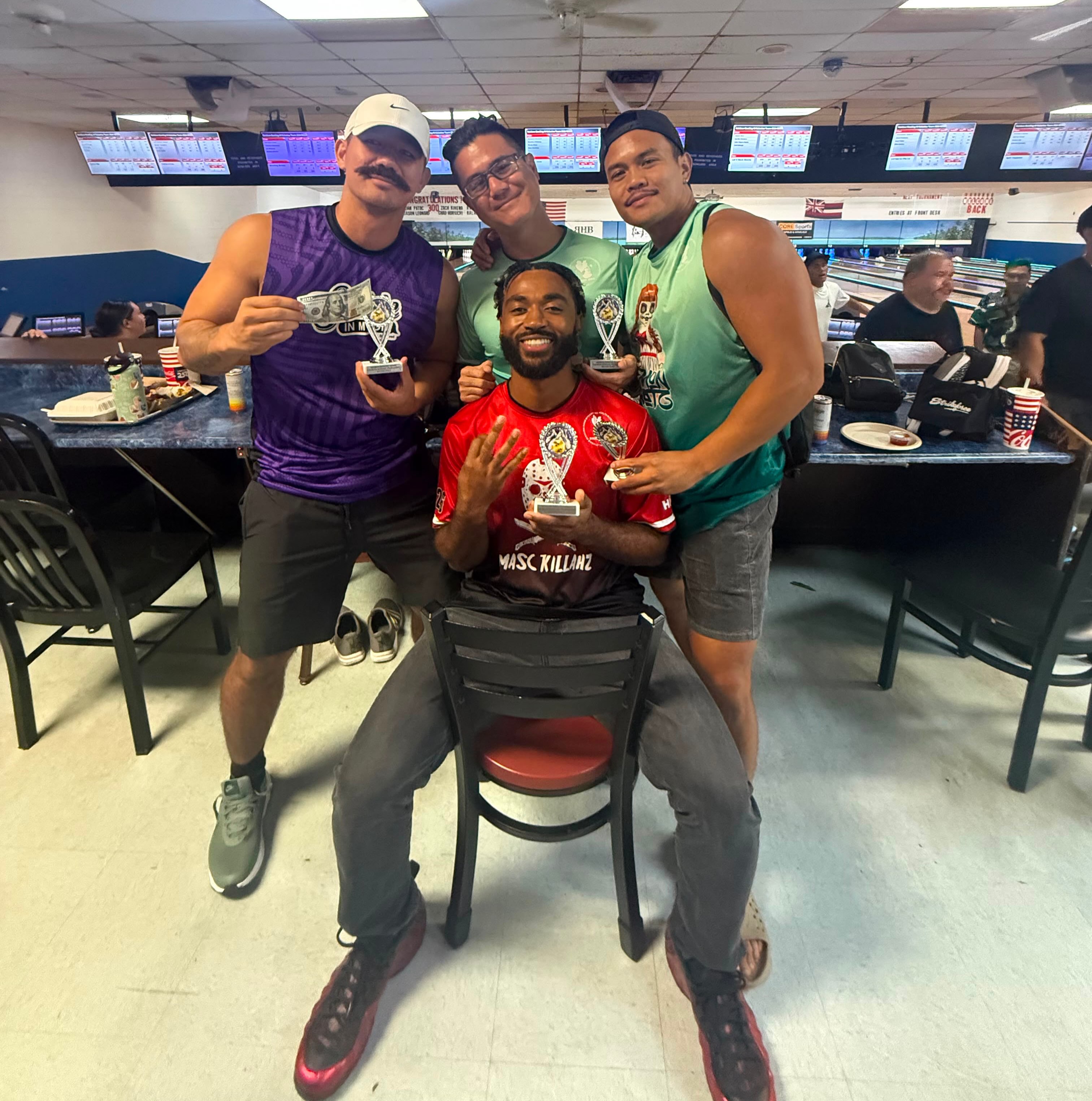 Rainbow Bowling Hawaii tournament winners at the bowling alley